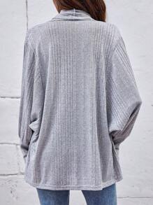 SHEIN LUNE 素色開門襟外套 - 灰色 - 查看 2