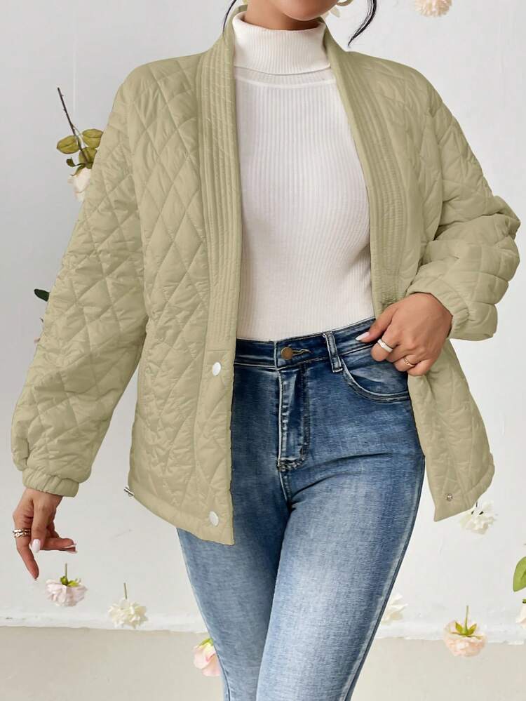 Drop Shoulder Quilted Coat