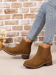 2025秋冬女士踝靴和短靴，时尚搭配牛仔裤 - 棕色 - 查看 5