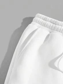 EURMUSE Cotton Men Rose & Skull Print Drawstring Waist Sweatpants - White - View 5