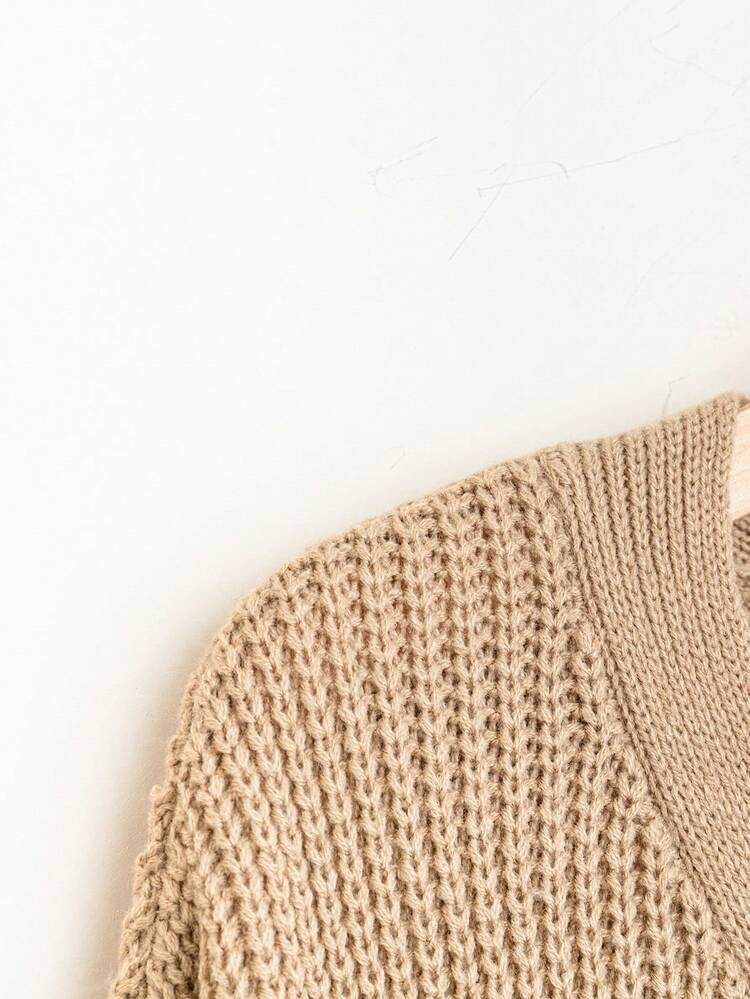 Plus Button Detail Drop Shoulder Sweater Knit Pullover Fall Winter Sweater