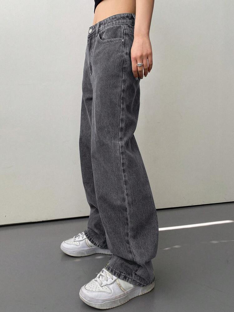 Slant Pocket Straight Leg Jeans Baggy Jeans