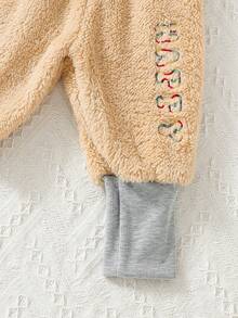 男嬰字母刺繡絨毛長褲 - 彩色 - 查看 3