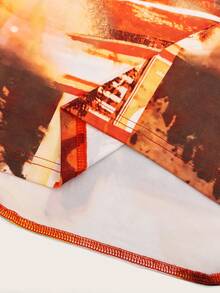 SHEIN ICON Graphic Print Crop Tee - Red - View 3