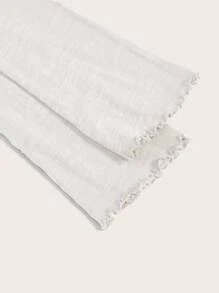 Bohemela Lettuce Trim Trumpet Sleeve Asymmetrical Hem Tee - White - View 7