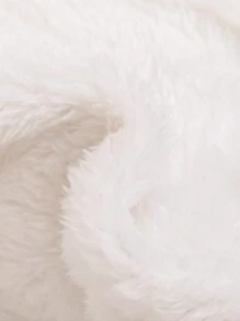 SHEIN Đứa bé gái In hoa Cổ áo Borg Lót Teddy Áo khoác & Mũ - màu đen - Xem 3