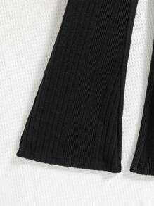 SHEIN Adolescent Fille À Carreaux Chemise & Évasé Combinaison À Fines Brides Pour Noël