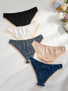 Snug Zone 5件蕾絲拼接前蝴蝶結內褲 - 彩色 - 查看 5