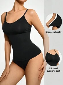 SHAPORA Women's Casual Black Backless Regular Length Medium Stretch Tank Top Shapewear With Tummy Control - Black - View 1