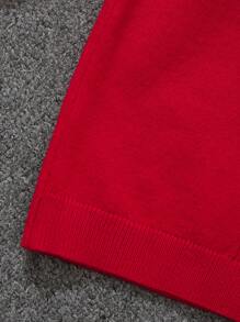 SHEIN Chàng trai trẻ Áo cao cổ Áo chui đầu Áo len - Đỏ - Xem 6