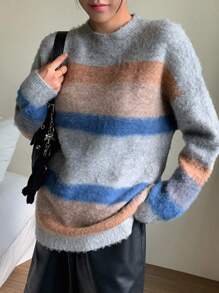 Dazy Star 撞色落肩蓬松针织毛衣，秋季女装