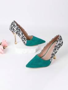 女士單綠色高跟鞋,豹紋印花 - 彩色 - 查看 6