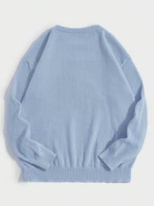 Manfinity RebelGame Nam Con vịt & Mẫu chữ Thả vai Áo len - Màu xanh lam - Xem 2