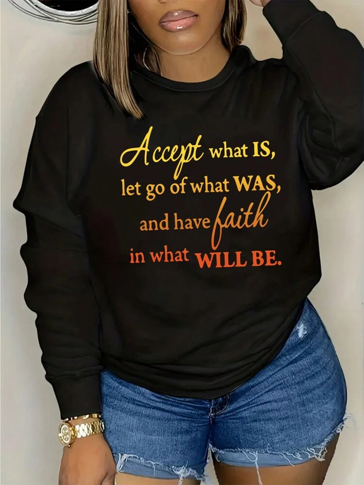 Plus Slogan Graphic Drop Shoulder Sweatshirt, For Winter Graduation,Back To School,Graduation,Teacher For Women,Back To School Pullover Fall Autumn