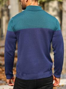 Manfinity Homme Men Two Tone Quarter Zipper Sweater - Multicolor - View 2