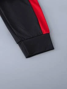 SHEIN Chico preadolescente Pantalones deportivos con sudadera con estampado de letra de color combinado - Multicolor - Ver 6