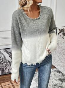 SHEIN Frenchy Bóng Thả vai Áo len Distressed - Nhiều màu - Xem 1