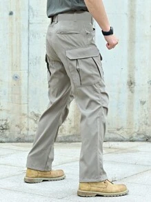 Manfinity Lỏng lẻo phù hợp Nam Quần Cargo Với Flap túi - Màu Xám nhạt - Xem 2