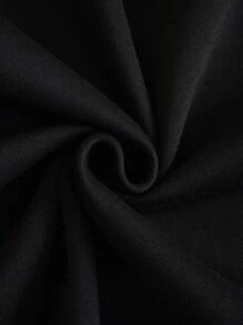 SHEIN EZwear 字母圖案條紋飾邊加絨內裏運動衫 - 黑色 - 查看 6