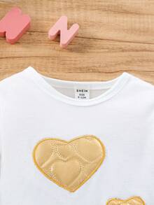 Đứa bé gái In Trái tim Áo khoác & Áo thun & quần - Nhiều màu - Xem 5