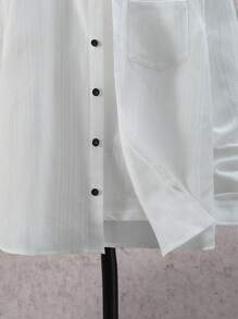 SHEIN Tween Boy Solid Button Front Shirt Without Tee - White - View 3