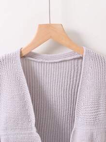 Teen Girl Drop Shoulder Cardigan - Grey - View 5