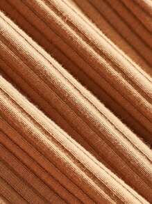 4入組嬰幼女士貼身睡衣裝，色塊撞色圓領長袖上衣與長褲套裝 - 卡其色 - 查看 5