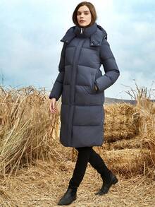 JAZZEVAR Solid Zip Up Hooded Padded Coat - Grey - View 6
