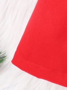 Baby Girl Leopard Pattern Ruffle Trim Double Breasted Overcoat & Hat - Red - View 4