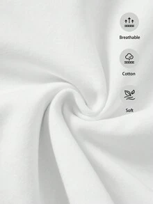 女大童1入組聖誕樹&標語圖案加絨內裏套頭衫 - 白色 - 查看 3