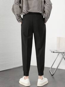 Quần tây nam xếp ly túi chéo, phong cách công sở trang trọng, mùa thu - màu đen - Xem 2