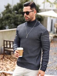 Manfinity Homme Nam Cổ áo cao Tay áo dài Áo len - màu đen - Xem 5