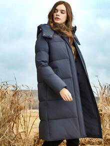 JAZZEVAR Solid Zip Up Hooded Padded Coat - Grey - View 3