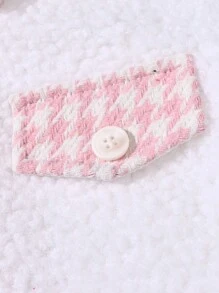 SHEIN Cô Gái Trẻ In kẻ sọc Viền tương phản Chi tiết về Flap Áo Teddy Jackets - Màu be - Xem 6