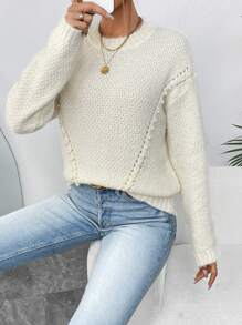 SHEIN LUNE Jersey unicolor de hombros caídos