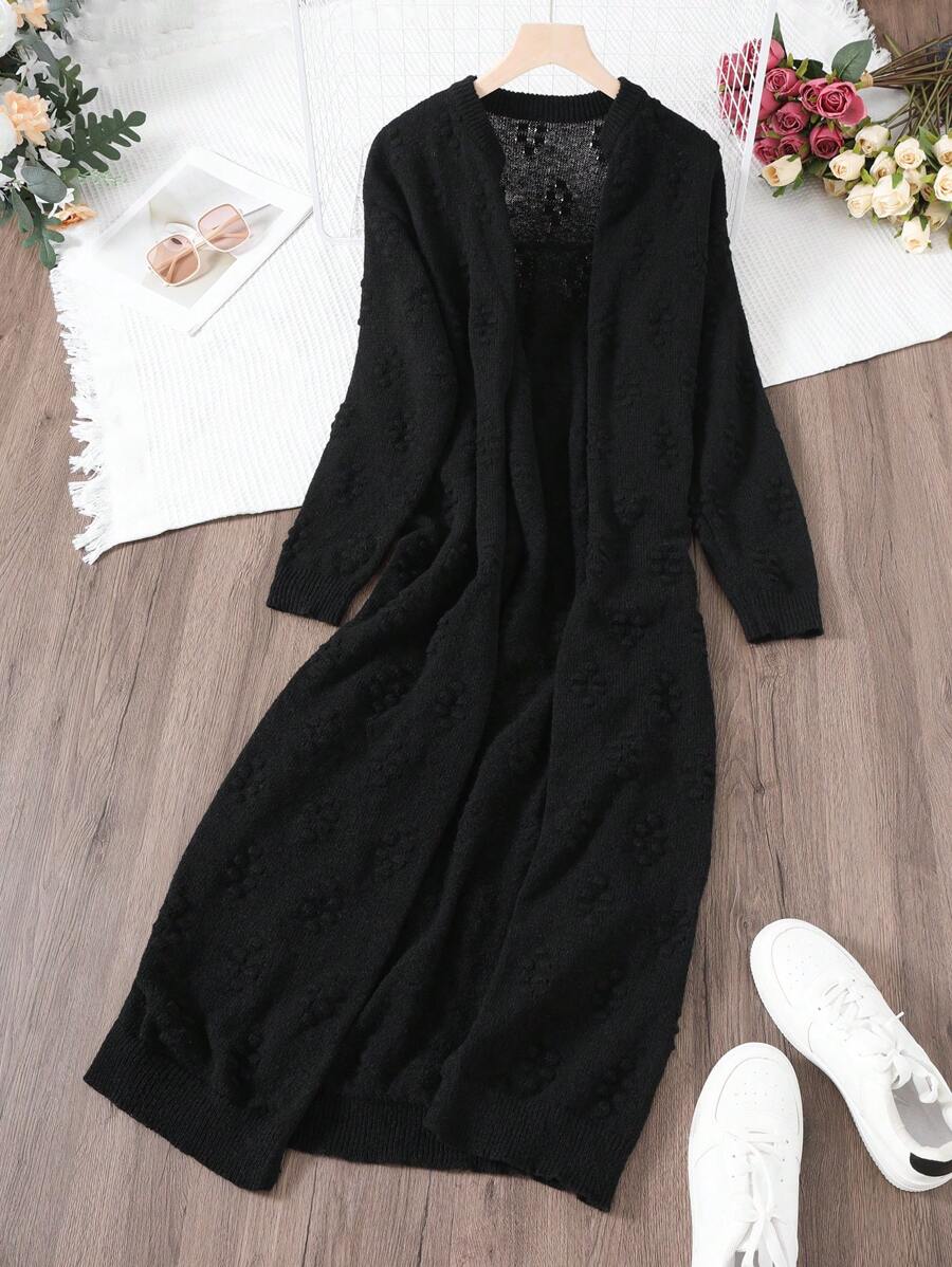 SHEIN LUNE Áo len cardigan thiết kế đơn giản cho ngày Halloween - màu đen - Xem 1