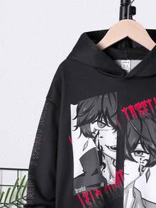 Cậu bé Tween Đồ họa chữ và số Áo Hoodie & Quần thể thao - màu đen - Xem 4