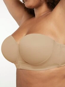 LUVLETTE Sujetador básico de media copa con cierre frontal y push-up, con soporte y curvas adicionales, sin tirantes - Albaricoque - Ver 3