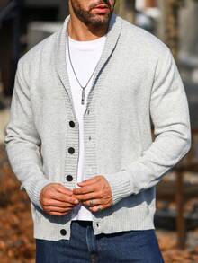 Manfinity Homme 男士拼接面開襟衫 - 灰色 - 查看 3