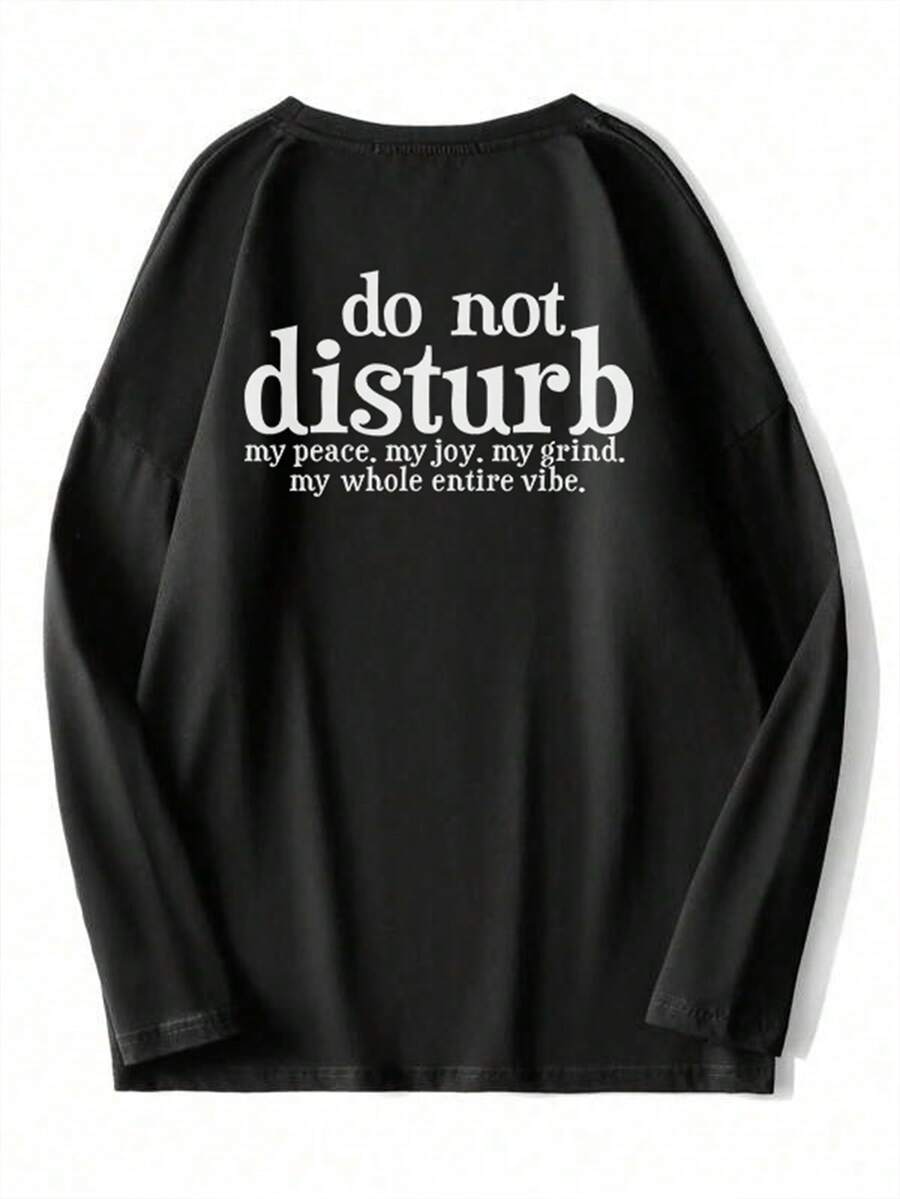 Manfinity Homme Men Plus Slogan Graphic Drop Shoulder Tee - Black - View 1
