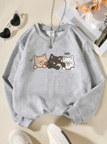 SHEIN 女大童卡通圖案運動衫 - 彩色 - 查看 1