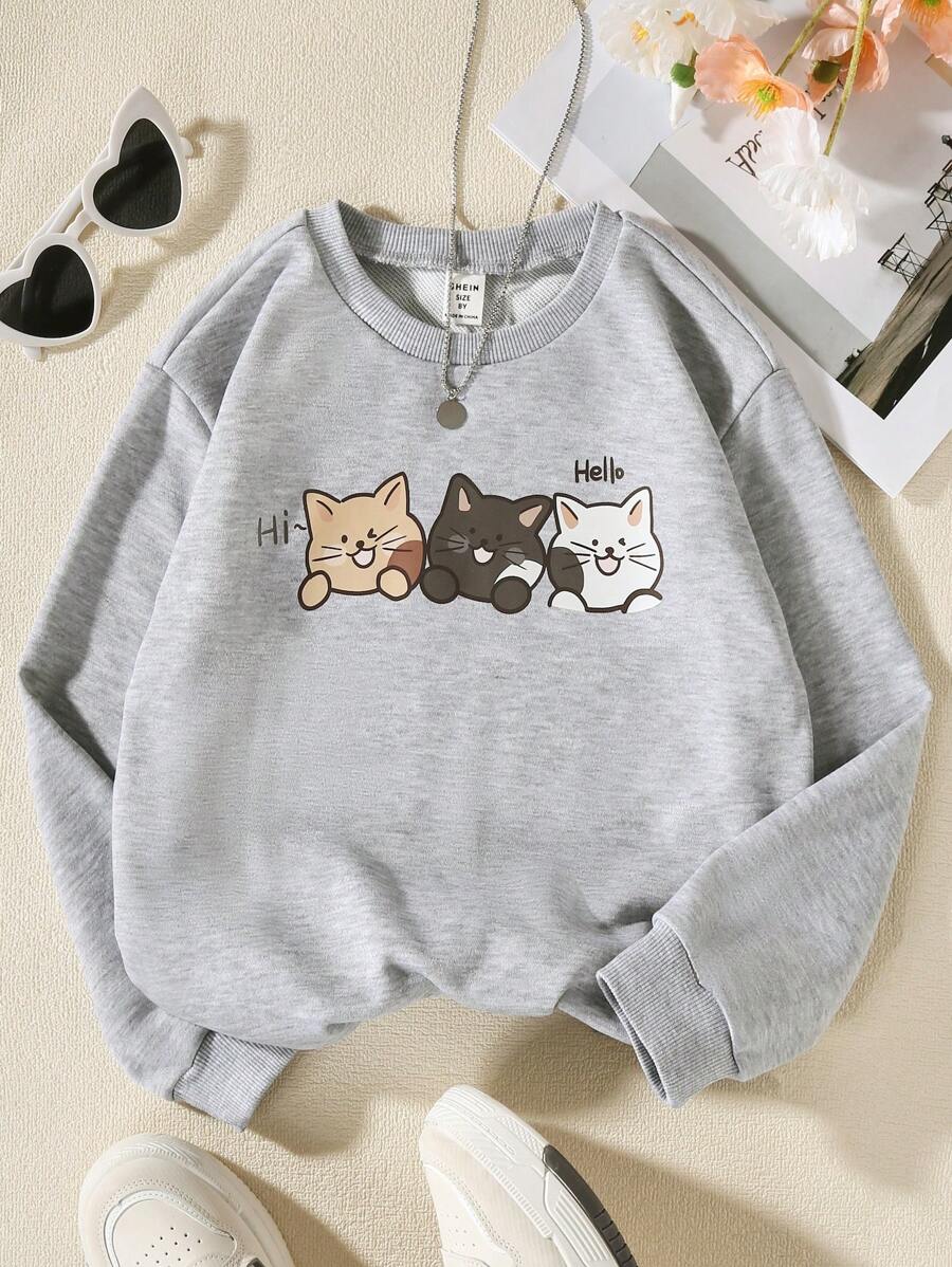 SHEIN 女大童卡通圖案運動衫 - 彩色 - 查看 1