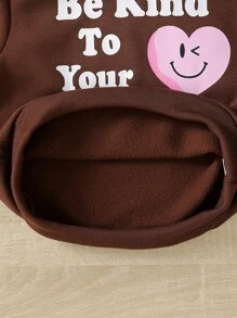 SHEIN 女小童標語圖案衛衣和衛褲 - 棕色 - 查看 6