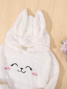 Cô gái Tween Thêu Hoạt hình 3D Đôi tai 	
Fuzzy Áo nỉ - trắng - Xem 4