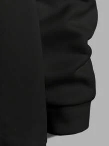 RueChic Men Slogan Graphic Drawstring Hoodie - Black - View 3