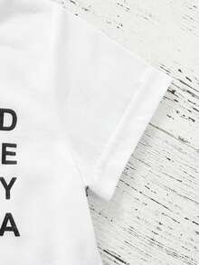 SHEIN 男嬰標語圖案T恤 - 白色 - 查看 4