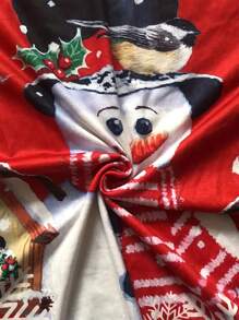INAWLY Women's Snowman & Snowflake Print Thermal Lined Sweatshirt