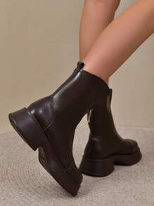 Women's Mid-calf Brown Boots - Brown - View 4