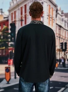 Manfinity Homme Men Plus Paisley Print Button Front Shirt - Black - View 2