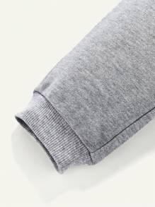 Cozy Pixies Baby Boy 2pcs Solid Pullover & 2pcs Sweatpants Matching Set - Light Grey - View 9